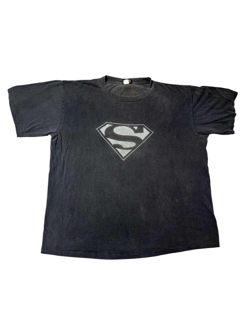 Vintage 2001 Single Stitch Black Superman Logo Tee Shirt